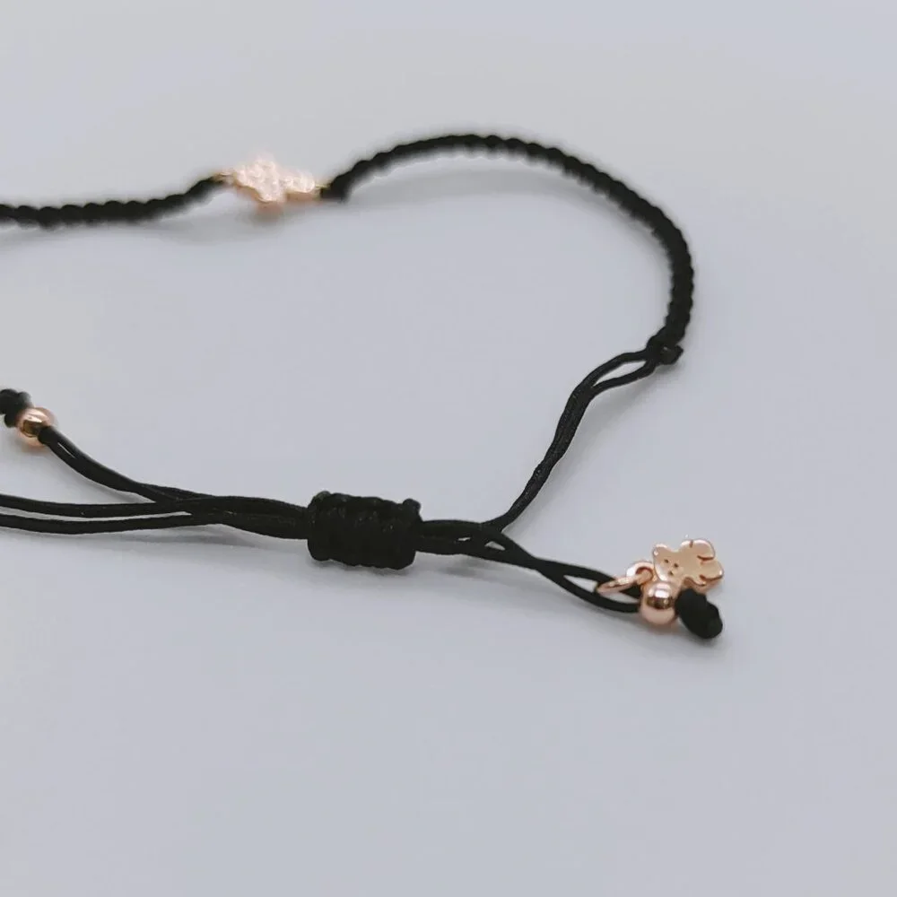 TOUS Motif cross Bracelet in Rose Gold Vermeil with Spinels and black Cord - Picture 10 of 11